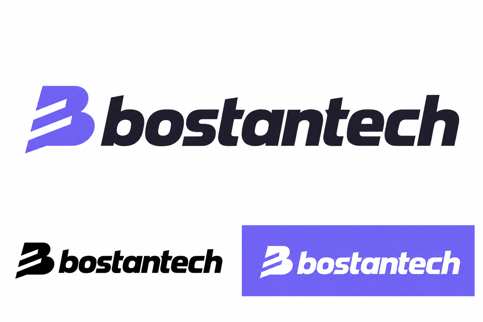Наклонный знак B с диагональными прорезями и динамичное написание bostantech